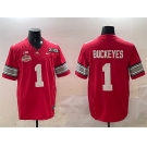 Men's Ohio State Buckeyes #1 Buckeyes Red 2025 CFP Final With National Champions Patch F.U.S.E. Vapor Limited Stitched Football Jersey