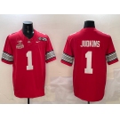 Men's Ohio State Buckeyes #1 Quinshon Judkins Red 2025 CFP Final With National Champions Patch F.U.S.E. Vapor Limited Stitched Football Jersey