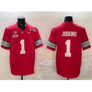 Men's Ohio State Buckeyes #1 Quinshon Judkins Red 2025 CFP Final With National Champions Patch F.U.S.E. Vapor Limited Stitched Football Jersey