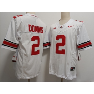 Men's Ohio State Buckeyes #2 Caleb Downs White FUSE College Football Jersey