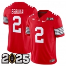 Men's Ohio State Buckeyes #2 Emeka Egbuka Red 2025 CFP Final Patch F.U.S.E. Vapor Limited Stitched Football Jersey