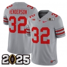 Men's Ohio State Buckeyes #32 TreVeyon Henderson Grey 2025 CFP Final Patch F.U.S.E. Vapor Limited Stitched Football Jersey