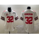 Men's Ohio State Buckeyes #32 TreVeyon Henderson White 2025 CFP Final With National Champions Patch F.U.S.E. Vapor Limited Stitched Football Jersey