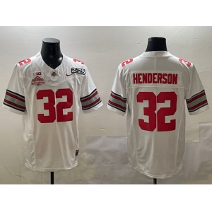 Men's Ohio State Buckeyes #32 TreVeyon Henderson White 2025 CFP Final With National Champions Patch F.U.S.E. Vapor Limited Stitched Football Jersey