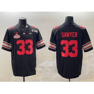 Men's Ohio State Buckeyes #33 Jack Sawyer Black 2025 CFP Final With National Champions Patch F.U.S.E. Vapor Limited Stitched Football Jersey