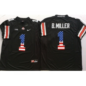 Ohio State Buckeyes #1 B.Miller Black USA Flag College Football Jersey