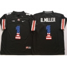 Ohio State Buckeyes #1 B.Miller Black USA Flag College Jersey