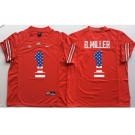 Ohio State Buckeyes #1 B.Miller Red USA Flag College Football Jersey