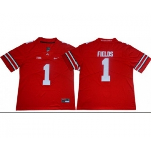 Ohio State Buckeyes #1 Justin Fields Limited College Football Red Jersey