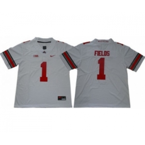 Ohio State Buckeyes #1 Justin Fields Limited College Football White Jersey