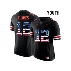 2016 US Flag Fashion Youth Ohio State Buckeyes C.Jones #12 College Football Limited Jersey - Blackout