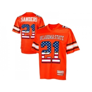 2016 US Flag Fashion Men's Oklahoma State Cowboys Barry Sanders #21 College Football Throwback Jersey - Orange