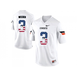 2016 US Flag Fashion Men's Oklahoma State Cowboys Brandon Weeden #3 Pro Combat College Football Jersey - White