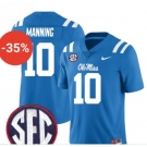 Men's Ole Miss Rebels #10 Eli Manning Blue F.U.S.E. Stitched Jersey
