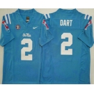 Men's Ole Miss Rebels #2 Jaxson Dart Light Blue 2025 FUSE College Football Jersey