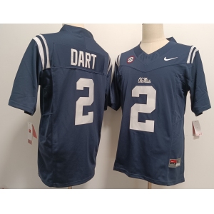 Men's Ole Miss Rebels #2 Jaxson Dart Navy Blue FUSE College Football Jersey