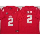 Men's Ole Miss Rebels #2 Jaxson Dart Red Stitched jersey