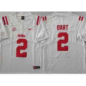 Men's Ole Miss Rebels #2 Jaxson Dart White Stitched jersey