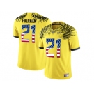 2016 US Flag Fashion 2016 Men's Oregon Duck Royce Freeman #21 College Football Electric Lightning Limited Jerseys - Yellow