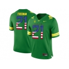 2016 US Flag Fashion 2016 Men's Oregon Duck Royce Freeman #21 College Football Limited Jerseys - Apple Green