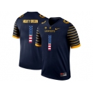 2016 US Flag Fashion 2016 Men's Oregon Ducks Spring Game Mighty Oregon #1 Webfoot 100th Rose Bowl Game Elite Jersey - Navy