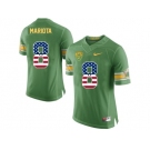 2016 US Flag Fashion Men's Oregon Duck Marcus Mariota #8 College Football 20th Anniversary Throwback Jerseys - Apple Green