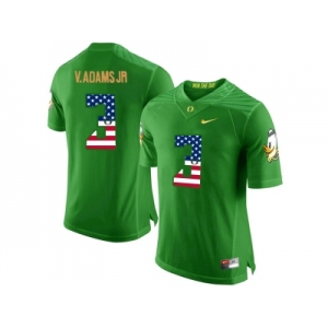 2016 US Flag Fashion Men's Oregon Ducks Vernon Adams Jr.#3 College Football Limited Jersey - Apple Green