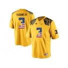 2016 US Flag Fashion Men's Oregon Ducks Vernon Adams Jr.#3 College Football Limited Jersey - Yellow