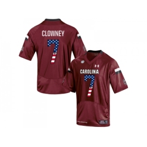 2016 US Flag Fashion-Men's South Carolina Gamecocks Jadeveon Clowney #7 College Football Jersey - Red