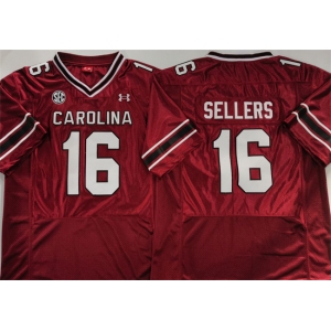 Mens South Carolina Fighting Gamecocks #16 LaNorris Sellers Garnet Stitched Jersey
