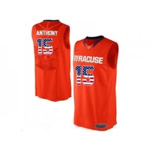 2016 US Flag Fashion Men's Syracuse Orange Camerlo Anthony #15 College Authentic Basketball Jersey - Orange