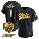 Men's Tennessee Volunteers #1 Christian Moore Black Gold 2024 Champions Vapor Limited Stitched Jersey