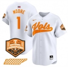 Men's Tennessee Volunteers #1 Christian Moore White 2024 Champions Vapor Limited Stitched Jersey