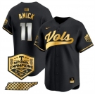 Men's Tennessee Volunteers #11 Billy Amick Black Gold 2024 Champions Vapor Limited Stitched Jersey