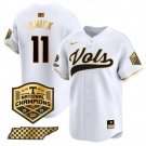 Men's Tennessee Volunteers #11 Billy Amick White Gold 2024 Champions Vapor Limited Stitched Jersey