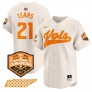 Men's Tennessee Volunteers #21 Kavares Tears Cream 2024 Champions Vapor Limited Stitched Jersey