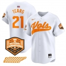 Men's Tennessee Volunteers #21 Kavares Tears White 2024 Champions Vapor Limited Stitched Jersey