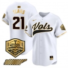 Men's Tennessee Volunteers #21 Kavares Tears White Gold 2024 Champions Vapor Limited Stitched Jersey