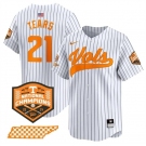 Men's Tennessee Volunteers #21 Kavares Tears White Pinstripe 2024 Champions Vapor Limited Stitched Jersey