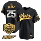 Men's Tennessee Volunteers #25 Blake Burke Black Gold 2024 Champions Vapor Limited Stitched Jersey