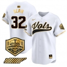 Men's Tennessee Volunteers #32 Drew Beam White Gold 2024 Champions Vapor Limited Stitched Jersey