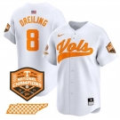 Men's Tennessee Volunteers #8 Dylan Dreiling White 2024 Champions Vapor Limited Stitched Jersey