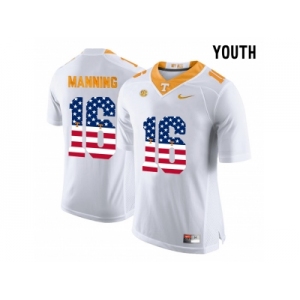 2016 US Flag Fashion 2016 Youth Tennessee Volunteers Peyton Manning #16 College Football Limited Jersey - White