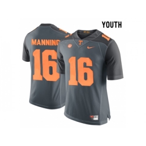 2016 Youth Tennessee Volunteers Peyton Manning #16 College Football Limited Jersey - Grey