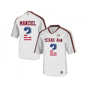 2016 US Flag Fashion 2016 Men'sTexas A&M Aggies Johnny Manziel #2 College Football Authentic Jersey - White