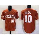 Men's Texas Longhorns #10 Mia Scott Orange 2025 Softball National Champions & SEC Patch Stitched Jersey