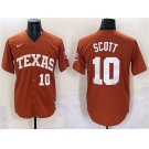 Men's Texas Longhorns #10 Mia Scott Orange SEC Patch Stitched Jersey