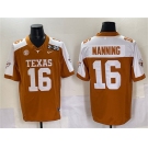 Men's Texas Longhorns #16 Peyton Manning Orange 2025 CFP Final With SEC Patch Stitched Jersey