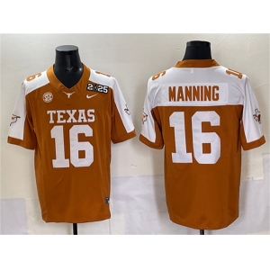 Men's Texas Longhorns #16 Peyton Manning Orange 2025 CFP Final With SEC Patch Stitched Jersey