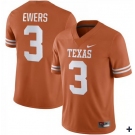 Men's Texas Longhorns #3 Quinn Ewers Orange Stitched Jersey